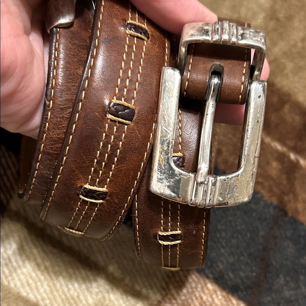 Brighton Brown Leather Belt with Silver Buckle